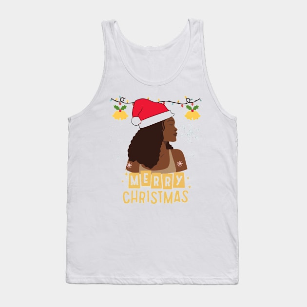 black african girl american melanin christmas santa Tank Top by Vortex.Merch